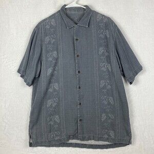 Tommy Bahama Hawaiian Shirt Mens Medium 100% Silk Butto Down Relaxed Fit Shirt